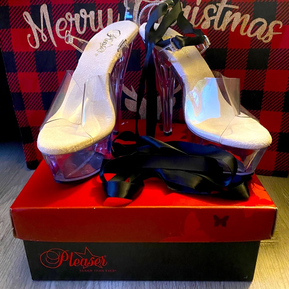 Pleaser heels with ribbons